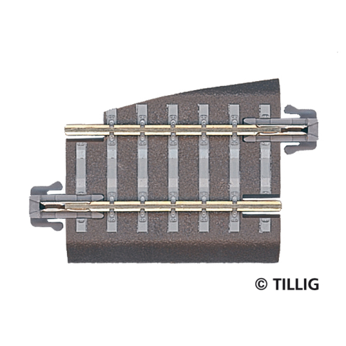 Tillig TT 83721 Bettungsgleis grau Gleisstück G5, Pass-Stück rechts, Länge 36 mm
