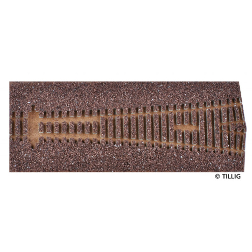 Tillig H0-ELITE 86525 Gleisbettung dunkel für Außenbogenweiche 1