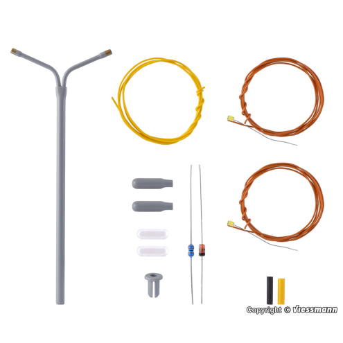 Viessmann TT 6923 Bausatz Peitschenleuchte doppelt mit LED weiß