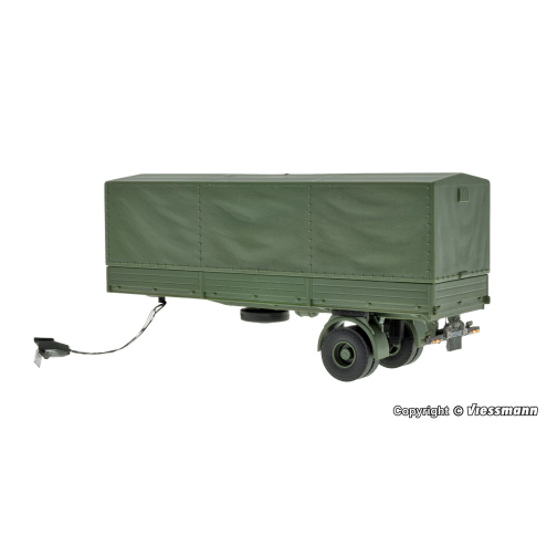 Viessmann H0 8221 CarMotion 1-achs Planensattelauflieger, Militär, Funktionsmodell