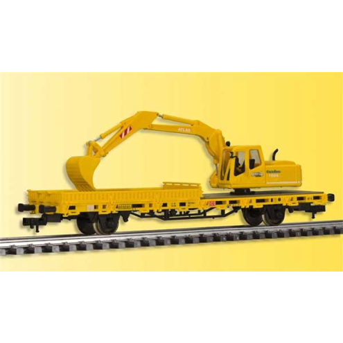 Kibri H0 26250 Fertigmodell Niederbordwagen mit ATLAS Bagger Gle