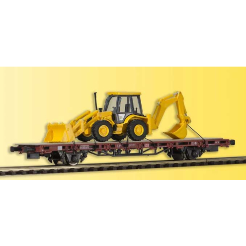 Kibri H0 26260 Fertigmodell Niederbordwagen mit Baggerlader