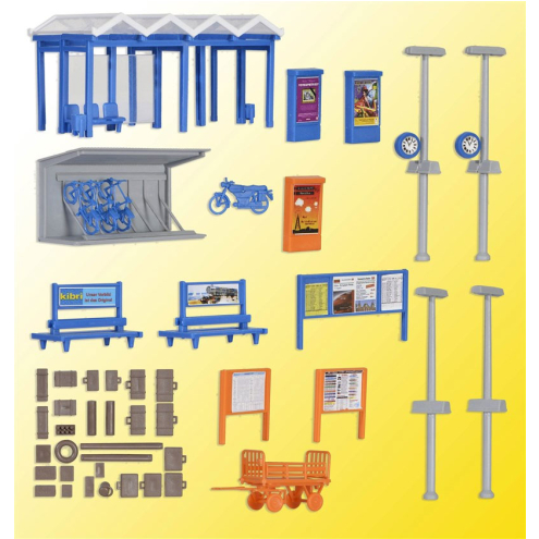Kibri H0 38108 Deko-Set Rund um den Bahnhof