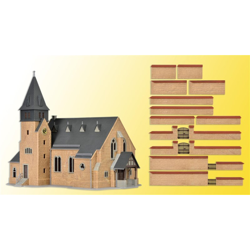 Kibri H0 39766 Kirche aus dem Westerwald mit Mauer