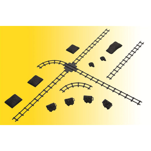 Kibri H0 39853 Deko-Set Kohlewagen, Weiche, Schienen