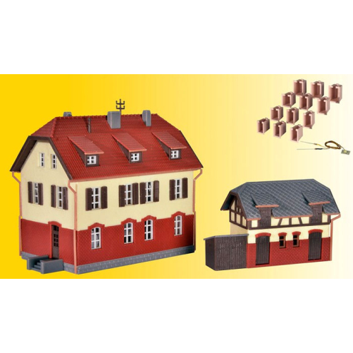 Kibri N 37112 Eisenbahnergebäude mit Nebengebäude inkl. Hausbele